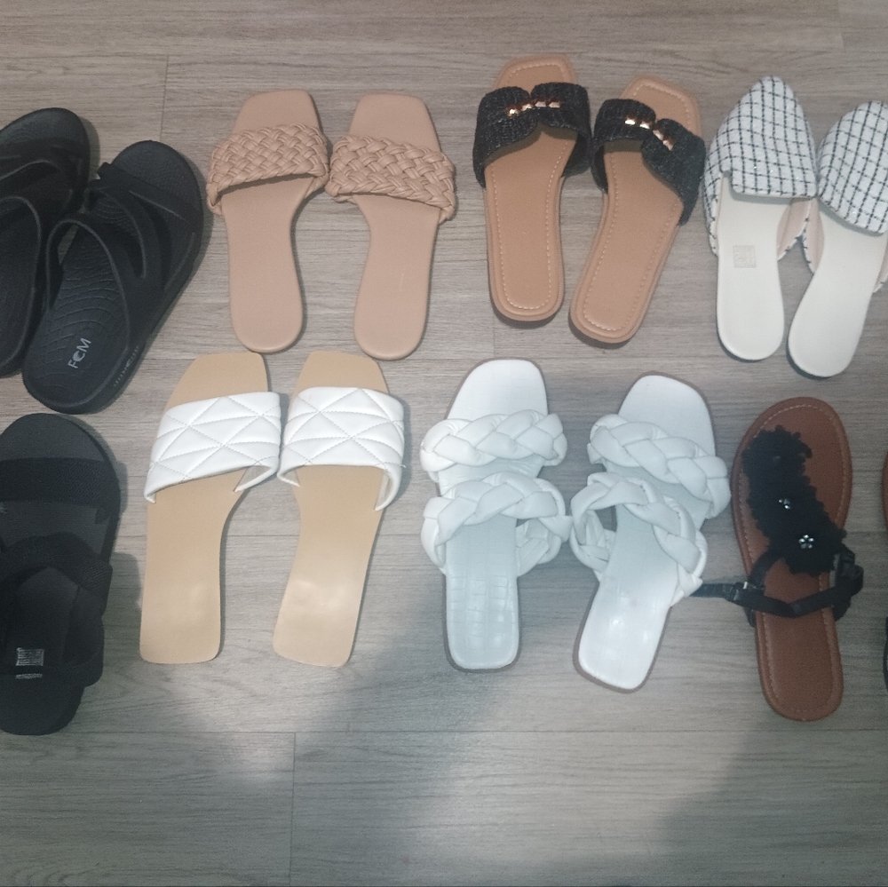 Women’s White Braided Slide Sandals - Classic Casual